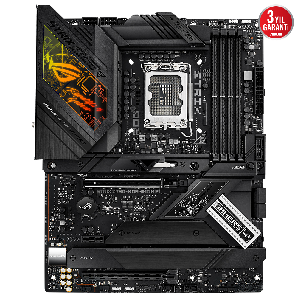 ASUS ROG STRIX Z790-H GAMING WIFI Z790 DDR5 (Vga Yok) GLan 2.5G ATX HD DP TYP-C M2 WIFI BT RGB 1700p Anakart