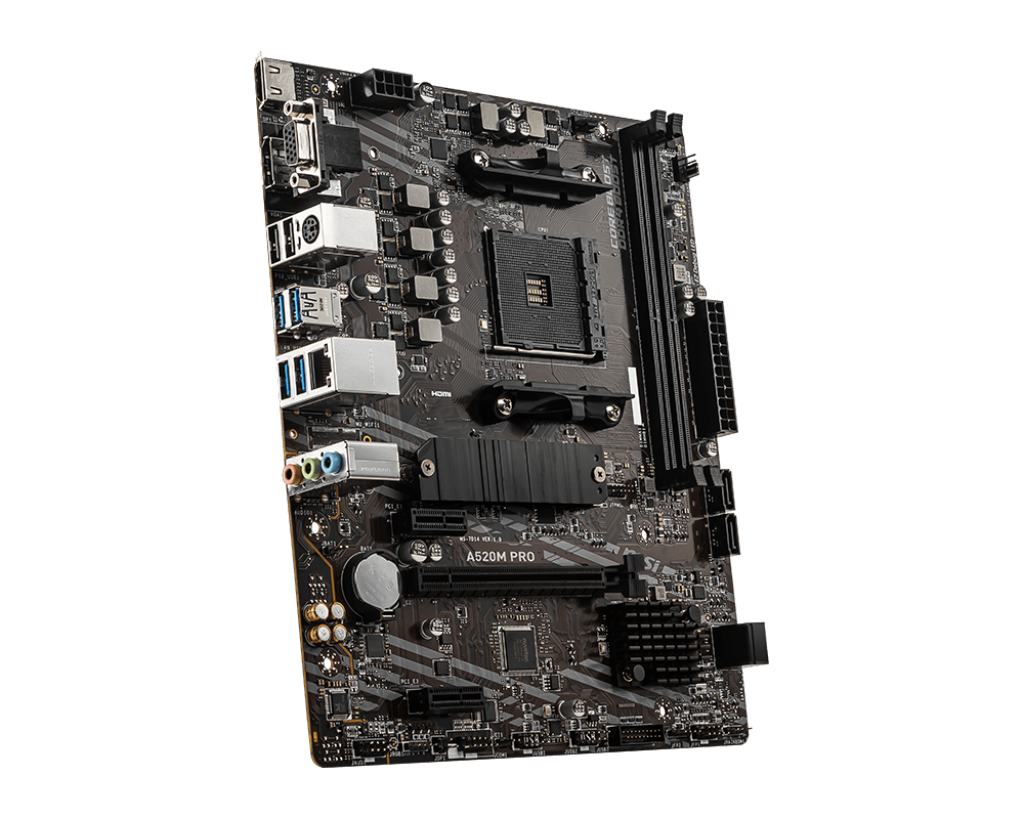 MSI. A520M-A PRO A520 DDR4 (Vga Yok) GLan mATX DVI HDMI M.2 USB3.2 AM4 AMD Anakart (SI)