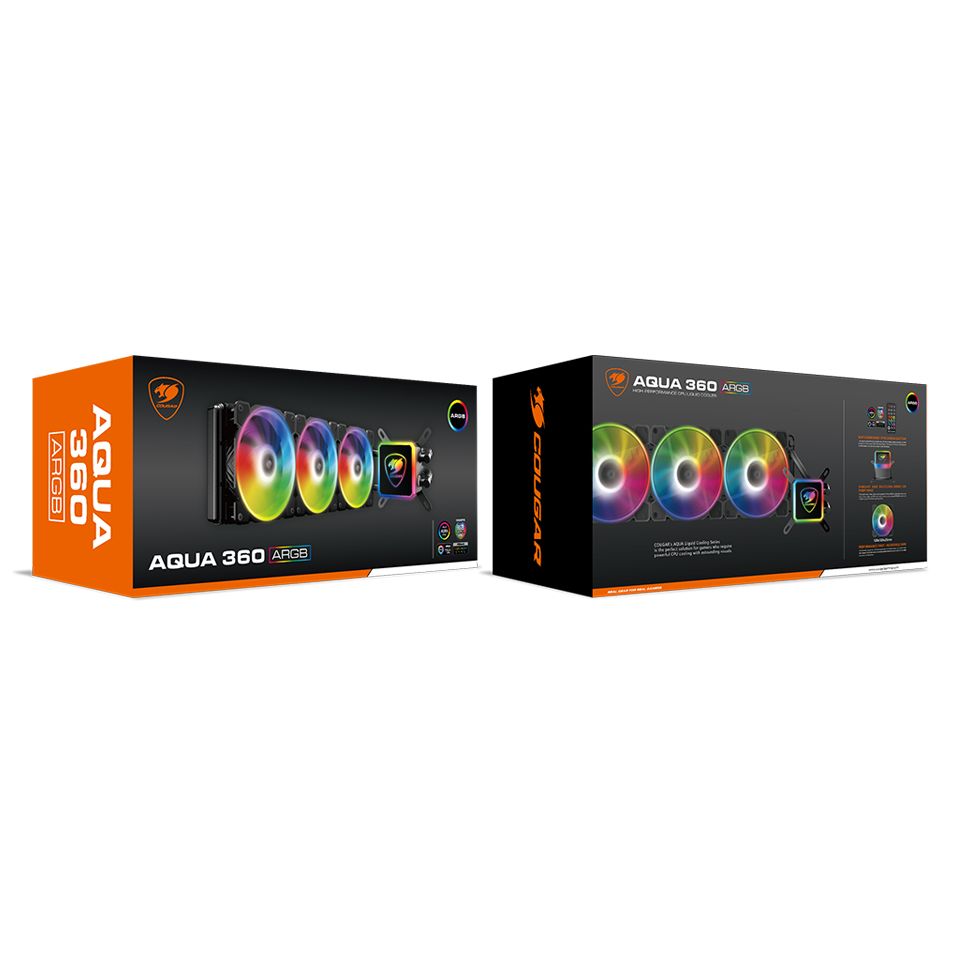 COUGAR CGR-AQUA ARGB 360 1700/1200/1150/1155/AM4 360 mm ARGB fanlı Siyah Sıvı Soğutma