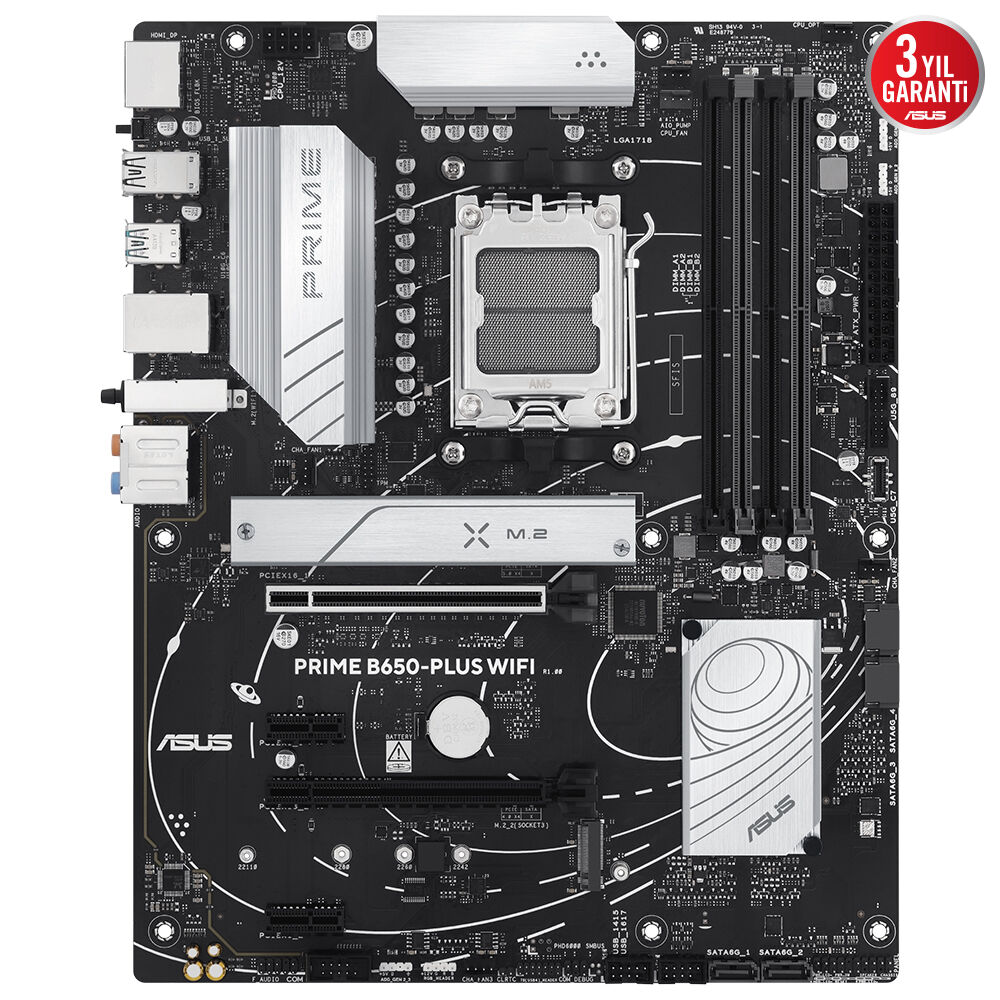 ASUS PRIME B650-PLUS WIFI B650 DDR5 (Vga Yok) GLan 2.5G ATX HD DP WIFI6 BT RGB M2 AM5 AMD Anakart