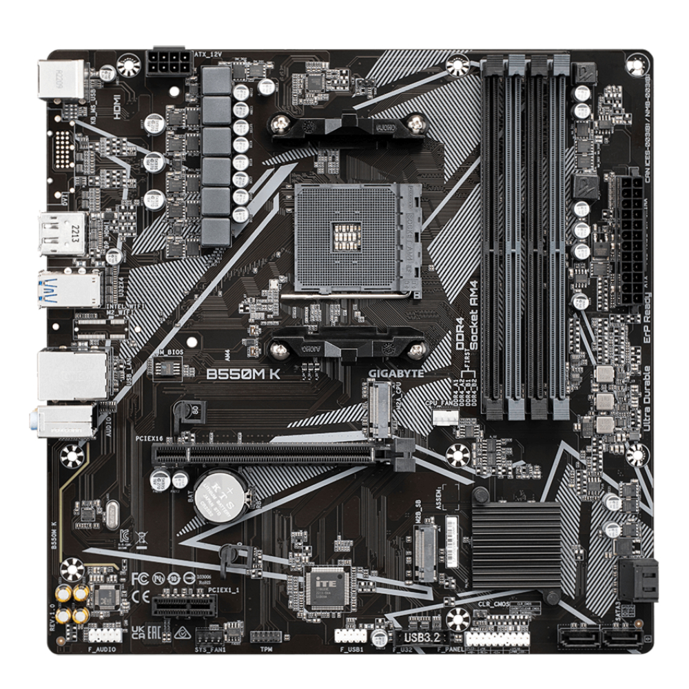 GIGABYTE B550M-K B550 DDR4 (Vga Yok) GLan mATX HD DP USB3.2 2xM2 AM4 AMD Anakart