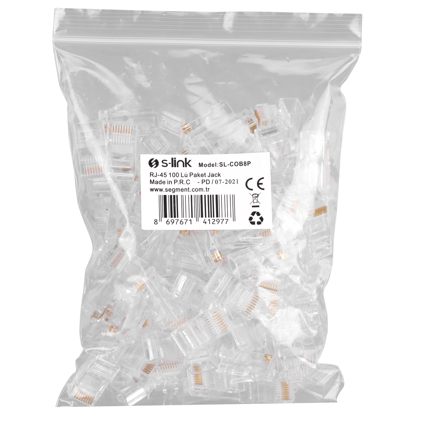 S-LINK SL-COB8P CAT5 UTP Plastik Konnektör 100 lü paket