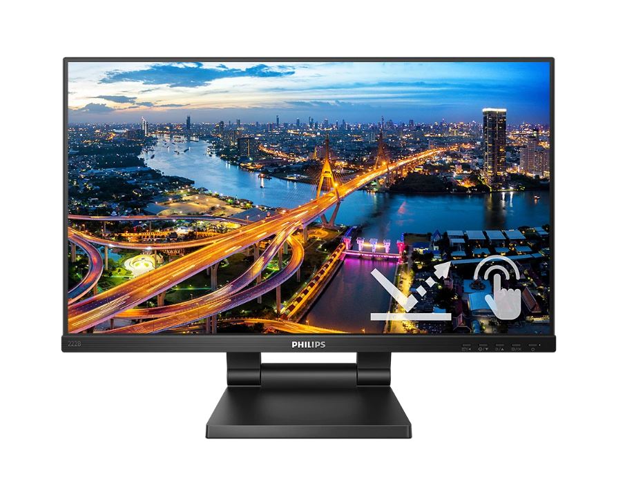 PHILIPS 222B1TC 21.5" Dokunmatik 4ms 75Hz 1920x1080 FullHD VGA HDMI DP Multimedya (Vesa) 10 Parmak Siyah Monitör