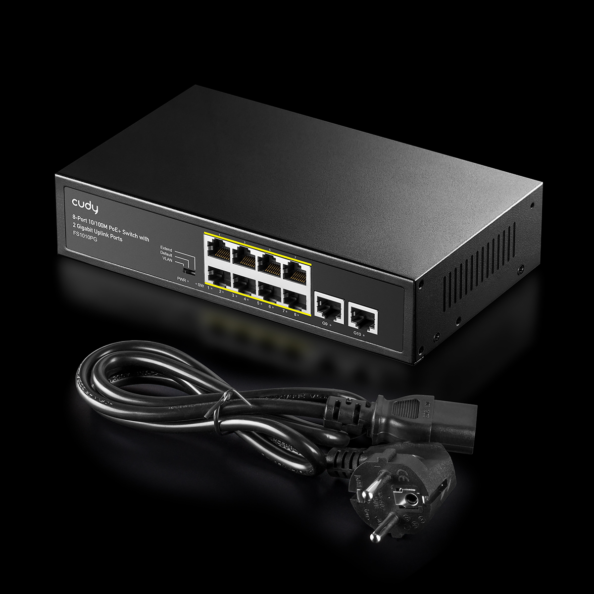 CUDY FS1010PG 8 Port 10/100 Yönetilemez +2 Port Gigabit Desktop (8 Port Poe+) 120W Switch
