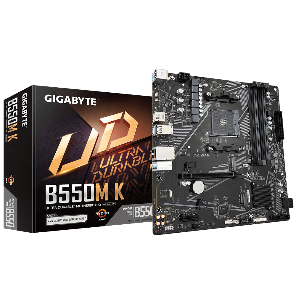 GIGABYTE B550M-K B550 DDR4 (Vga Yok) GLan mATX HD DP USB3.2 2xM2 AM4 AMD Anakart