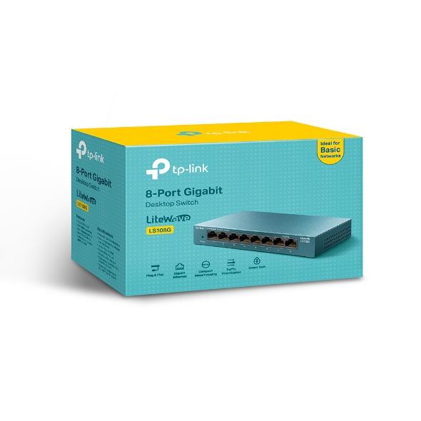 TP-LINK LS108G 8 port Gbit Desktop Yönetilemez Çelik Kasa Switch