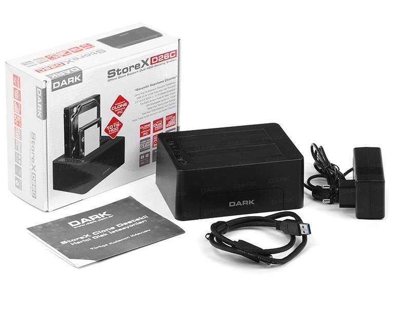 DARK DK-AC-DSD26C 2.5" ve 3.5" USB 3.0 Siyah SATA Offline ile Klon Destekli Docking Station