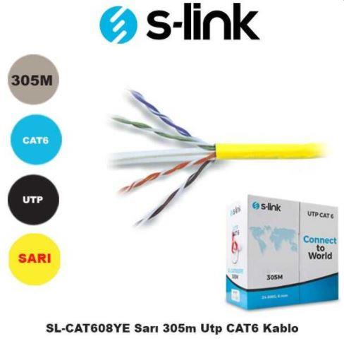 S-LINK SL-CAT608YE CAT6 UTP 305 Metre 24awg Network Kablosu Sarı