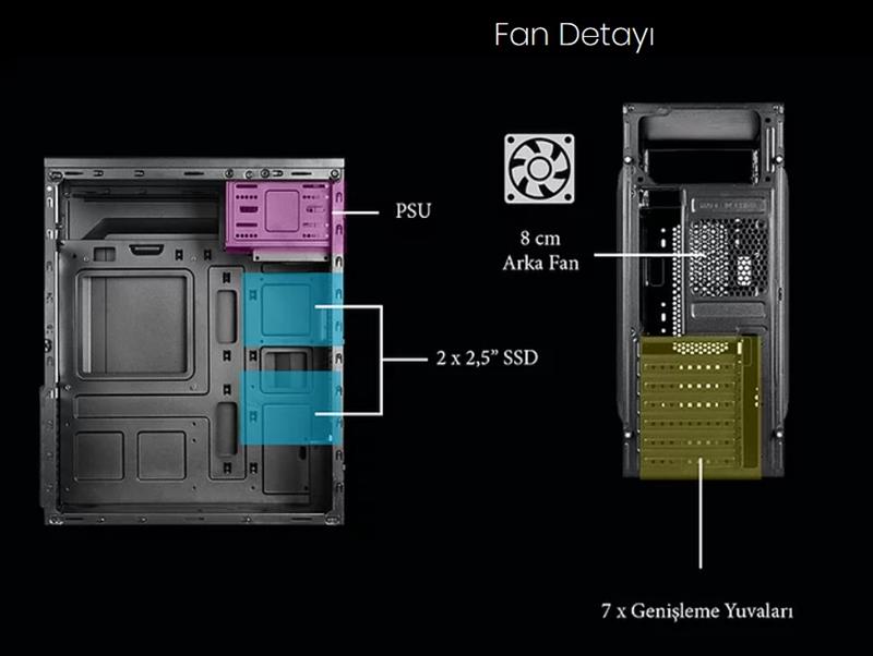 Vento Vs F W Siyah Mid Tower Atx Kasa Gaziantep