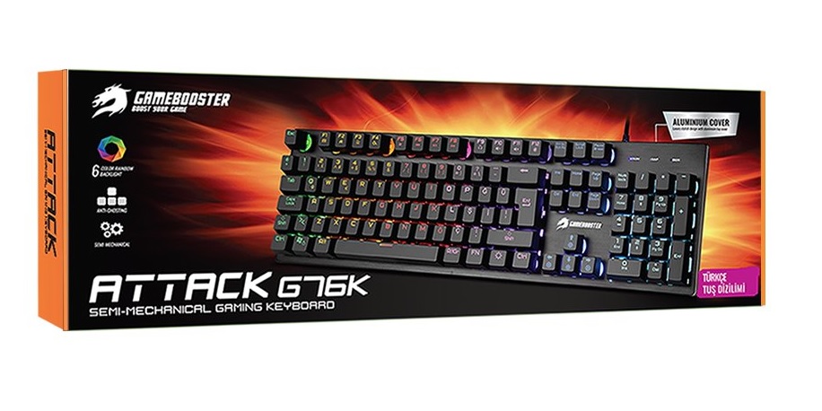 GAMEBOOSTER GB-G76K Q USB Multimedya Rainbow Aydınlatmalı Siyah Gaming Klavye