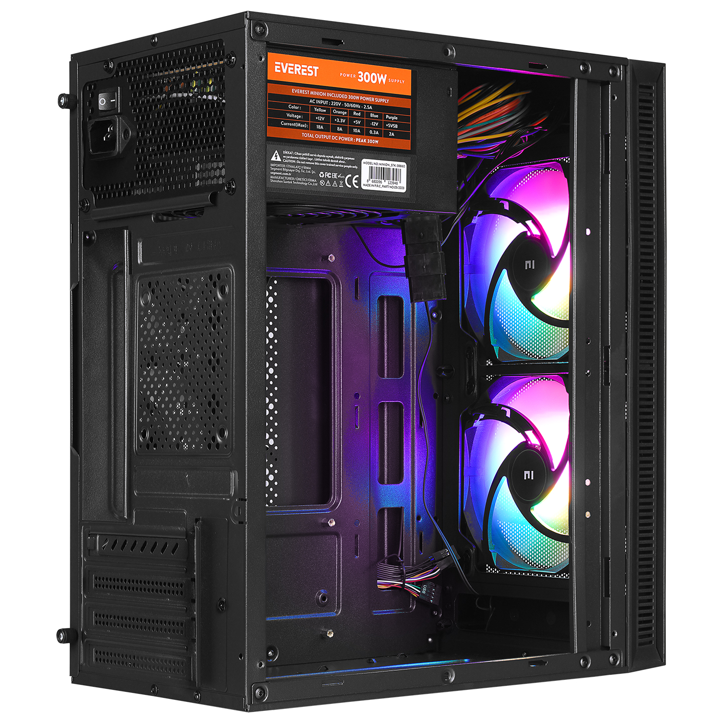 EVEREST MINION Peak-300W Siyah Akrilik Yan Panel Mid Tower ATX Kasa