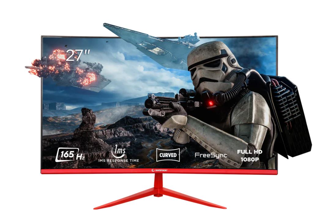 RAMPAGE BL27R165C BLAZE 27" Curved (Kavisli) 1ms 165Hz 1920x1080 FullHD HDMI DP (VESA) Siyah-Kırmızı Monitör
