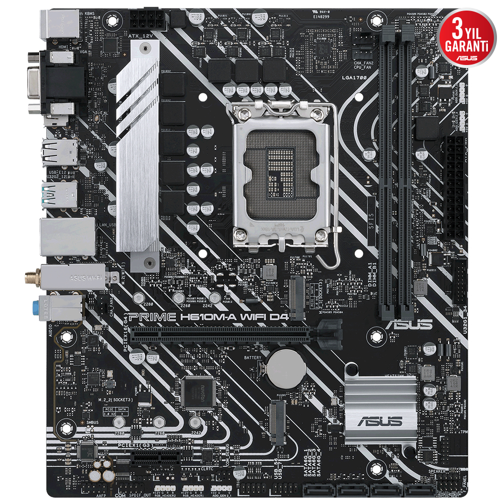 ASUS PRIME H610M-A WIFI D4 H610 DDR4 Vga GLan mATX HDMI DP USB3 WIFI M2 BT 1700p Anakart