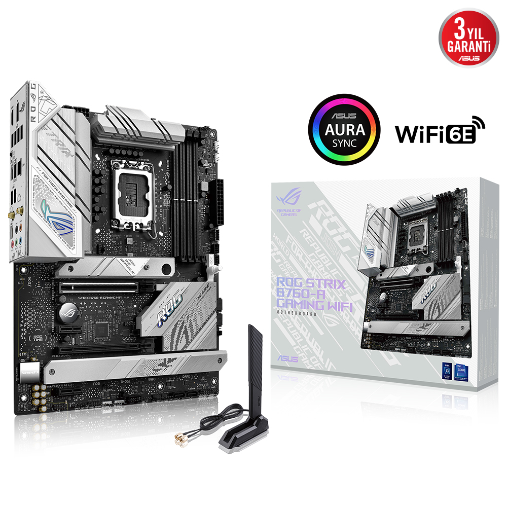 ASUS ROG STRIX B760-A GAMING WIFI B760 DDR5 (Vga Yok) GLan 2.5G ATX HD DP US3 WIFI BT TYP-C M2 RGB 1700p Anakart