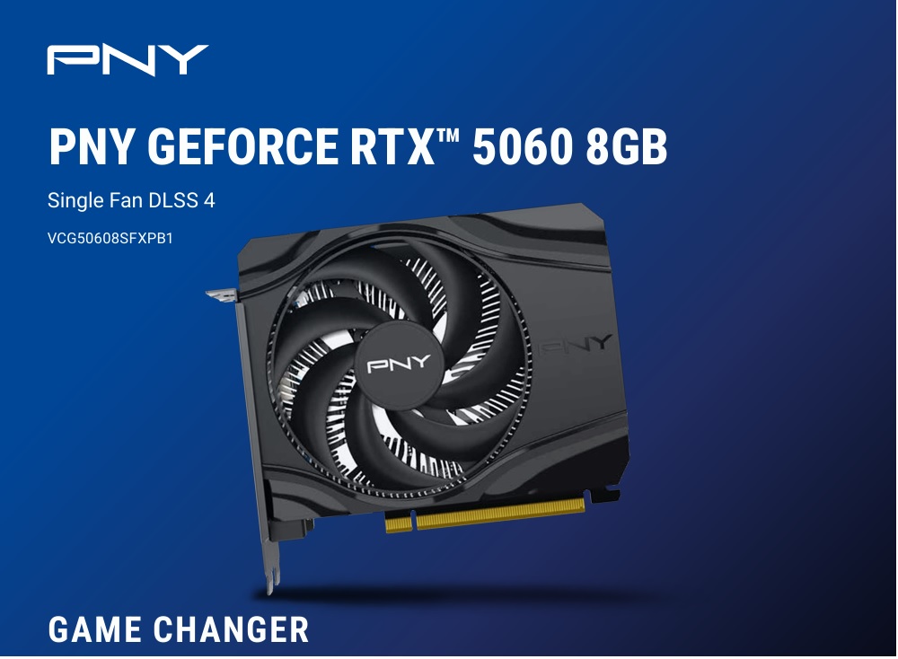 PNY RTX5060 VCG50608SFXPB1 8GB Nvidia RTX5060 GDDR7 128bit HDMI 3xDP 16x Ekran Kartı (Tek Fanlı SFF Destekli) ürün görseli
