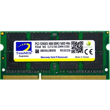 TWINMOS MDD38GB1600N 8GB DDR3 1600Mhz Notebook Bellek