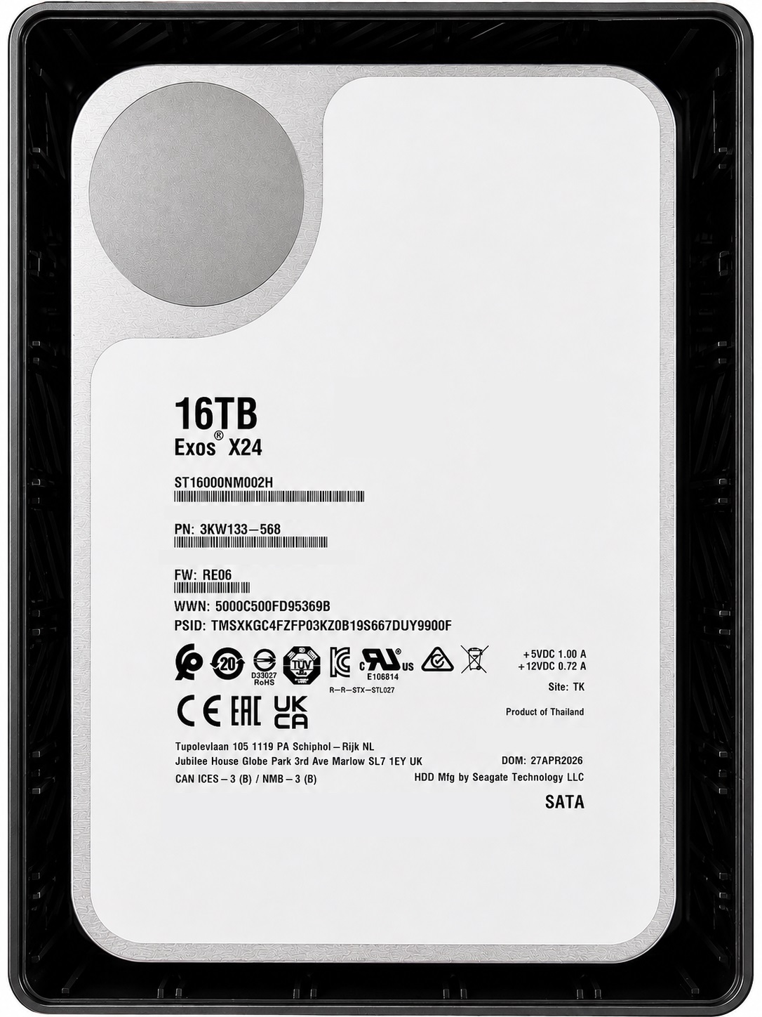 SEAGATE ST16000NM002H EXOS X24 3.5" 16TB 7200rpm 512MB SATA (2 Yıl İthalatçı Garantili) Enterprise 7/24 Harddisk