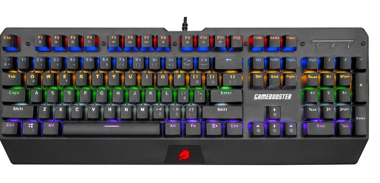 GAMEBOOSTER GB-G5R Q USB Defender Red Switch Siyah Rainbow Mekanik Türkçe Klavye