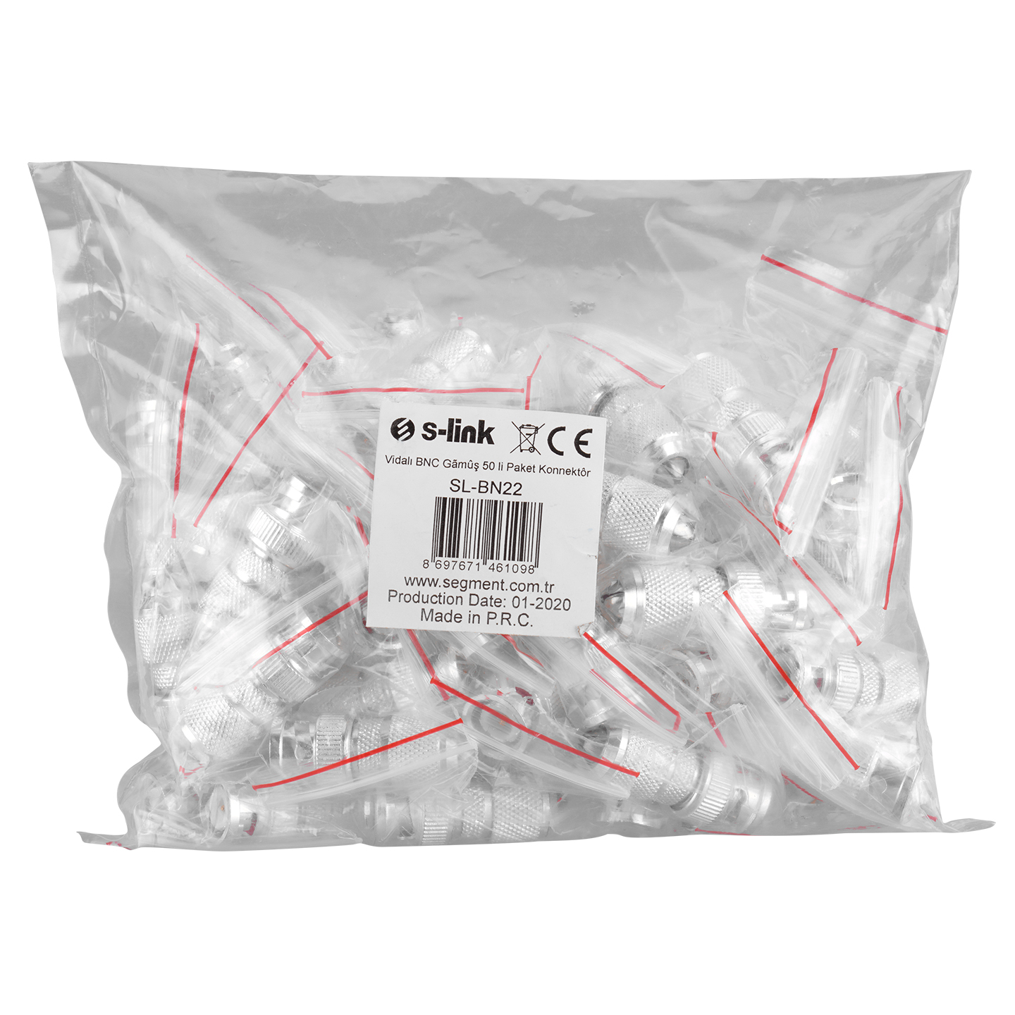 S-LINK SL-BN22 Vidalı BNC Gümüş Konnektör (100'lü Paket)
