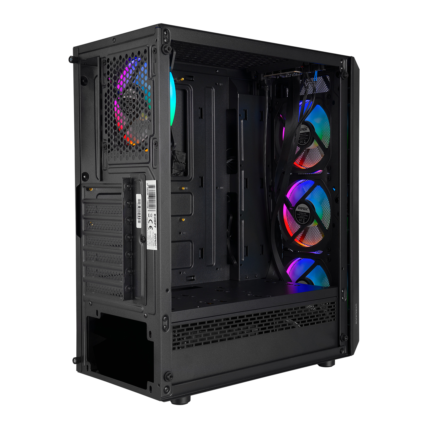 EVEREST BUMPY Powersız Siyah Temper Camlı Mid Tower ATX Kasa