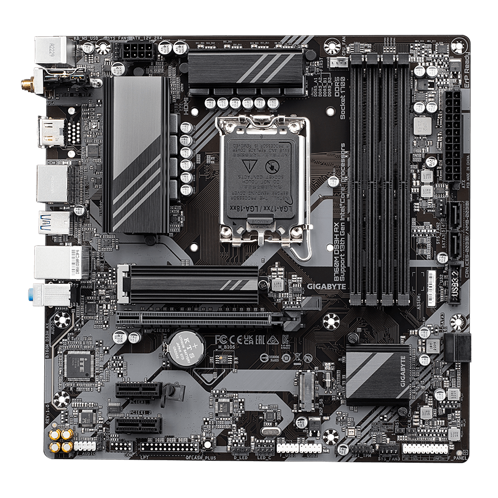 GIGABYTE B760M DS3H AX B760 DDR5 (Vga Yok) GLan 2.5G mATX HD DP TYP-C M2 WIFI BT RGB 1700p Anakart