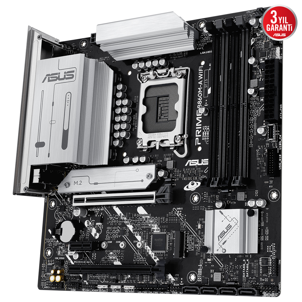 ASUS PRIME B860M-A WIFI B860 DDR5 (Vga Yok) GLan 2.5G mATX HD DP WIFI6 BT M2 TYP-C RGB 1851p Anakart