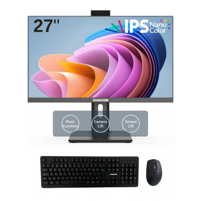 SUNCOM Pro Plus SCA-131 i5-14450H 16GB 512GB SSD 27" Siyah DOS AIO PC Pivot Ayak