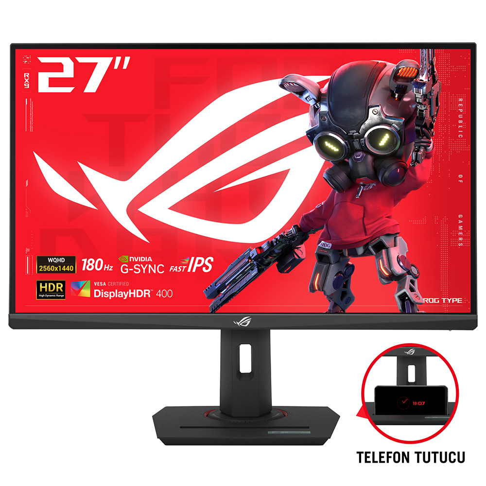 ASUS XG27ACS ROG STRIX GAMING 27" LED IPS 1ms 180Hz 2560x1440 WQHD 2K HDMI DP USB-C (Vesa) G-Sync HDR400 Siyah Monitör
