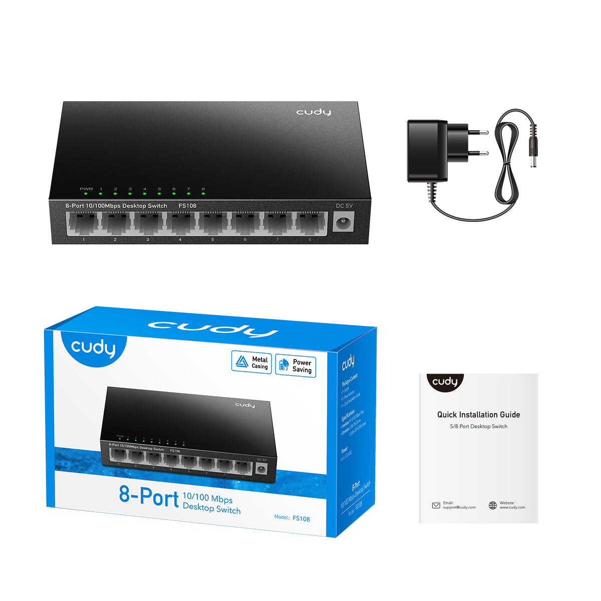 CUDY FS108 8 Port 10/100 Yönetilemez Desktop Metal Kasa Switch