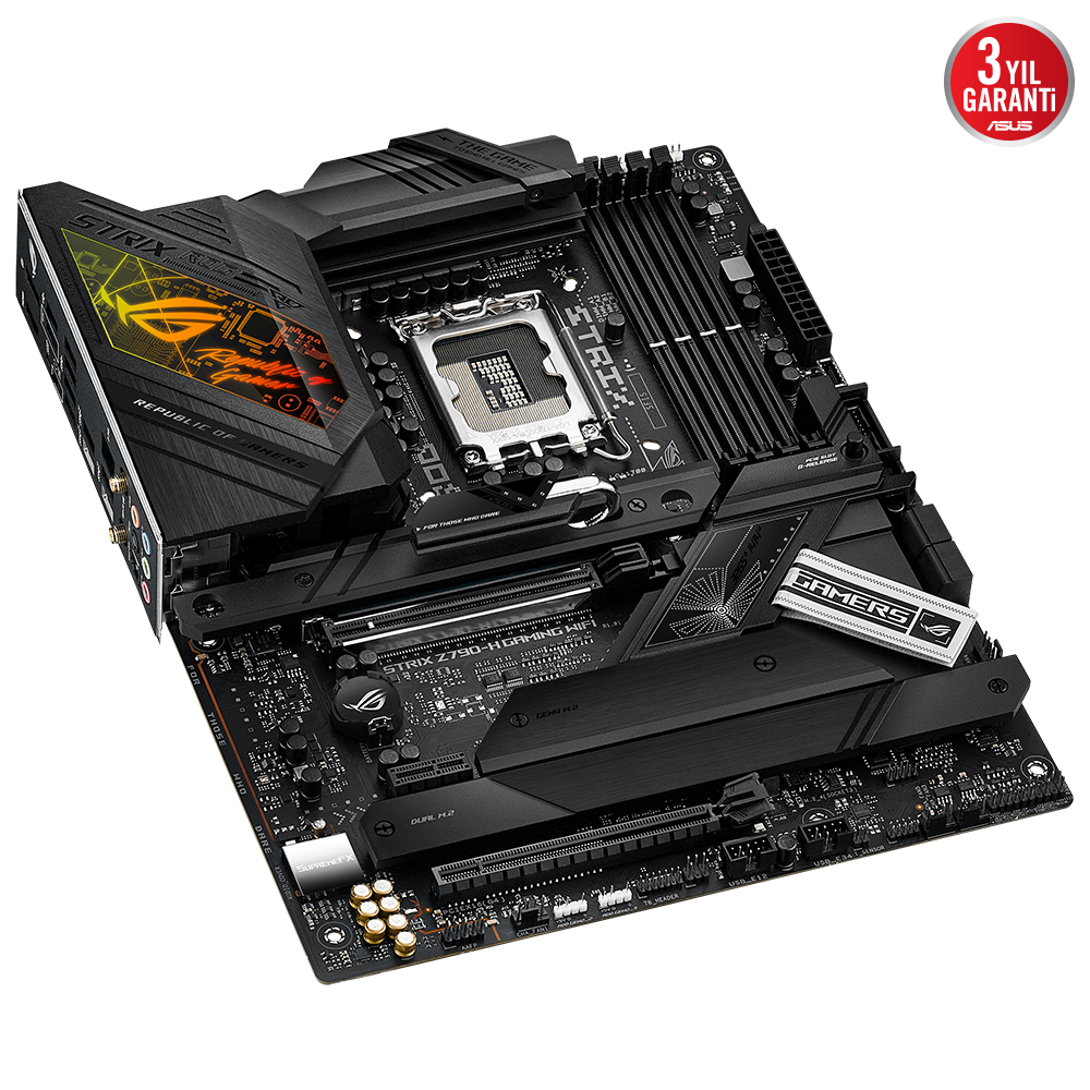 ASUS ROG STRIX Z790-H GAMING WIFI Z790 DDR5 (Vga Yok) GLan 2.5G ATX HD DP TYP-C M2 WIFI BT RGB 1700p Anakart