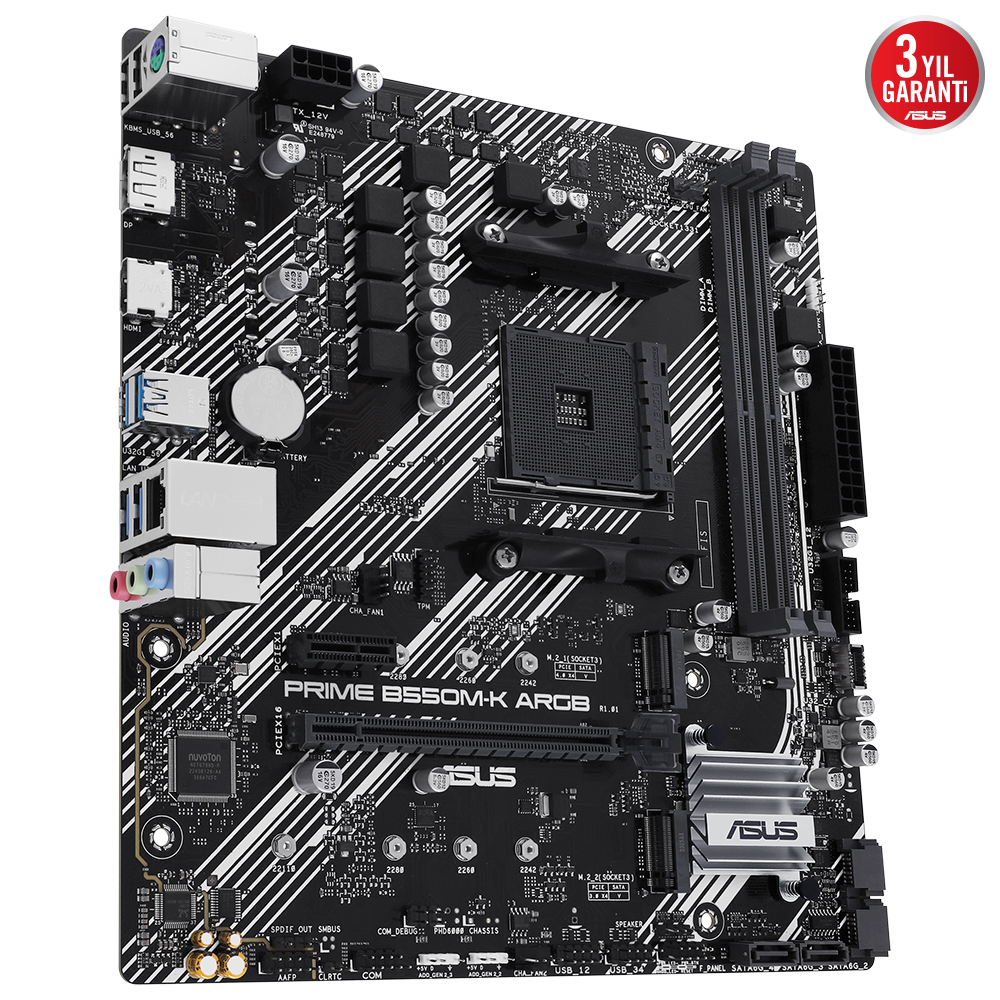 ASUS PRIME B550M-K ARGB B550 DDR4 (Vga Yok) GLan mATX HD DP US3 M2 AM4 ...