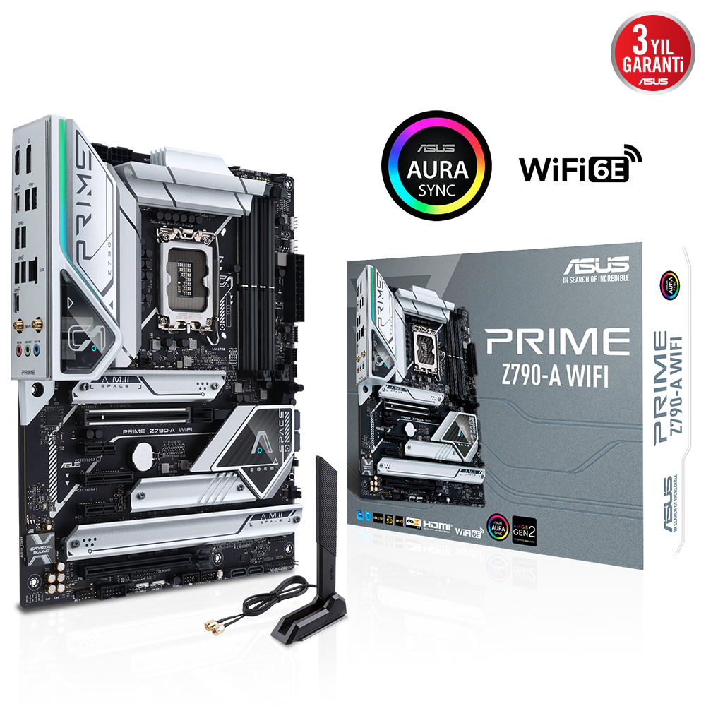ASUS PRIME Z790-A WIFI Z790 DDR5 (Vga Yok) GLan 2.5G ATX HD DP US3 TYP-C M2 RGB WIFI BT 1700p Anakart