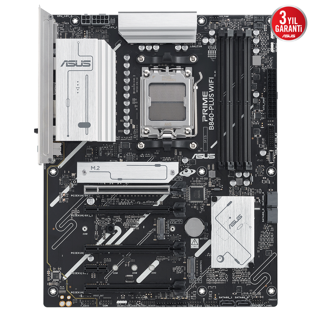 ASUS PRIME B840-PLUS WIFI B840 DDR5 (Vga Yok) GLan 2.5G ATX HD DP TYP-C M2 WF6 BT RGB AM5 AMD Anakart
