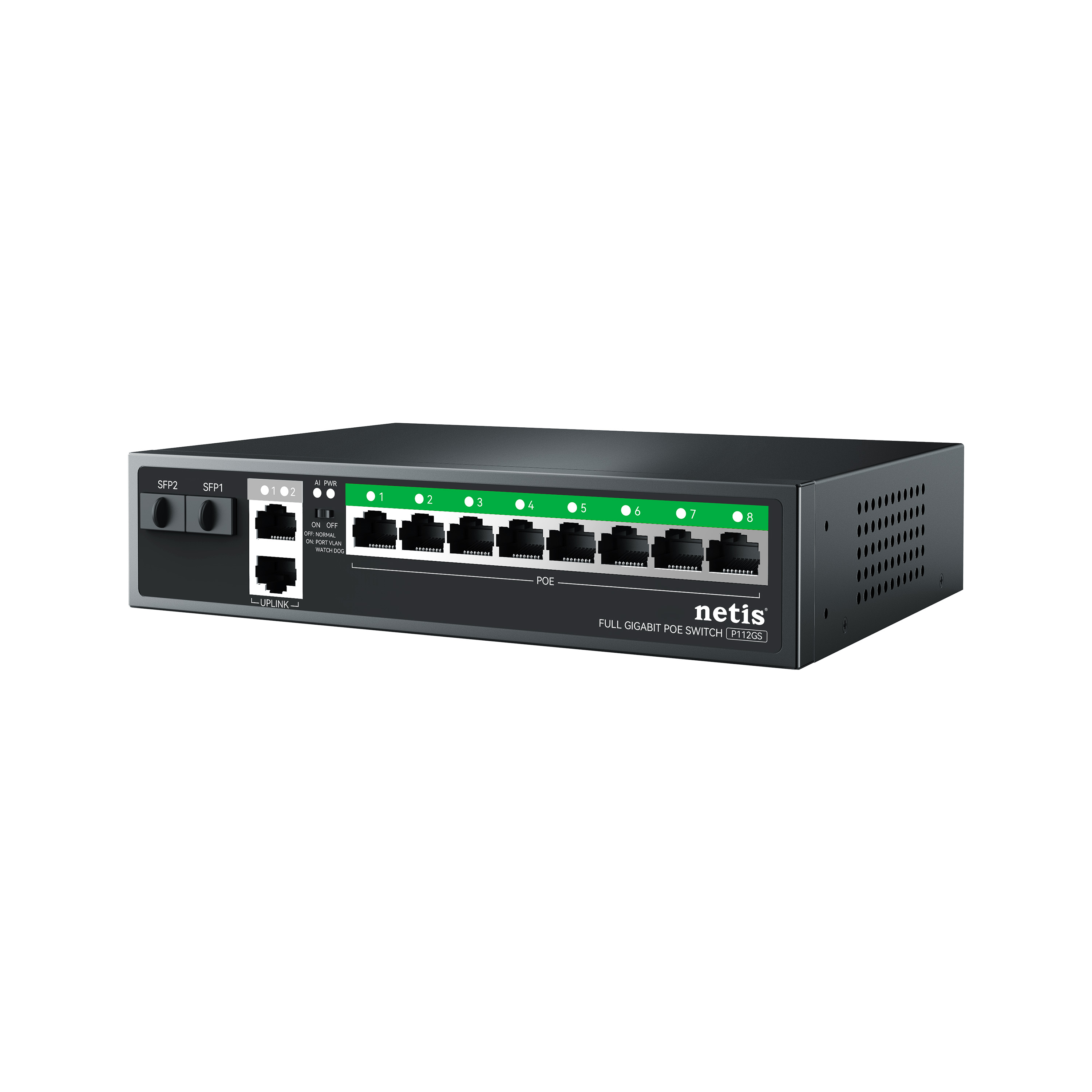 STONET P112GS 12 Port Gbit 8 port poe 120W 2xGbit+2xSFP Uplink Yönetilemez Metal Kasa Switch