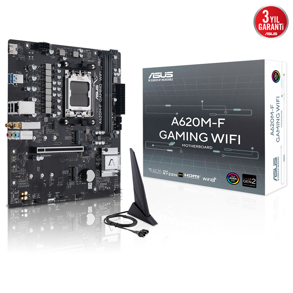 ASUS A620M-F GAMING WIFI A620 DDR5 (Vga Yok) GLan 2.5G ATX HDMI WIFI6 BT AM5 AMD Anakart