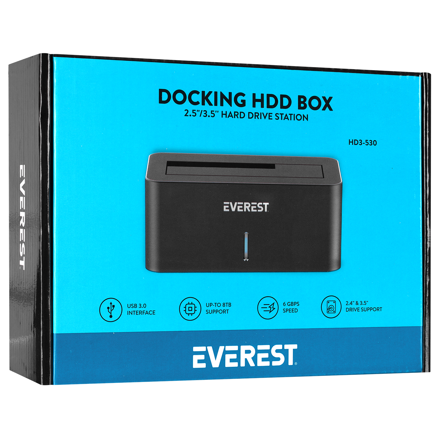 EVEREST HD3-530 2.5" ve 3.5" USB 3.0 Siyah 6Gbps/UASP 4TB/6TB/8TB Harici HDD Kutusu