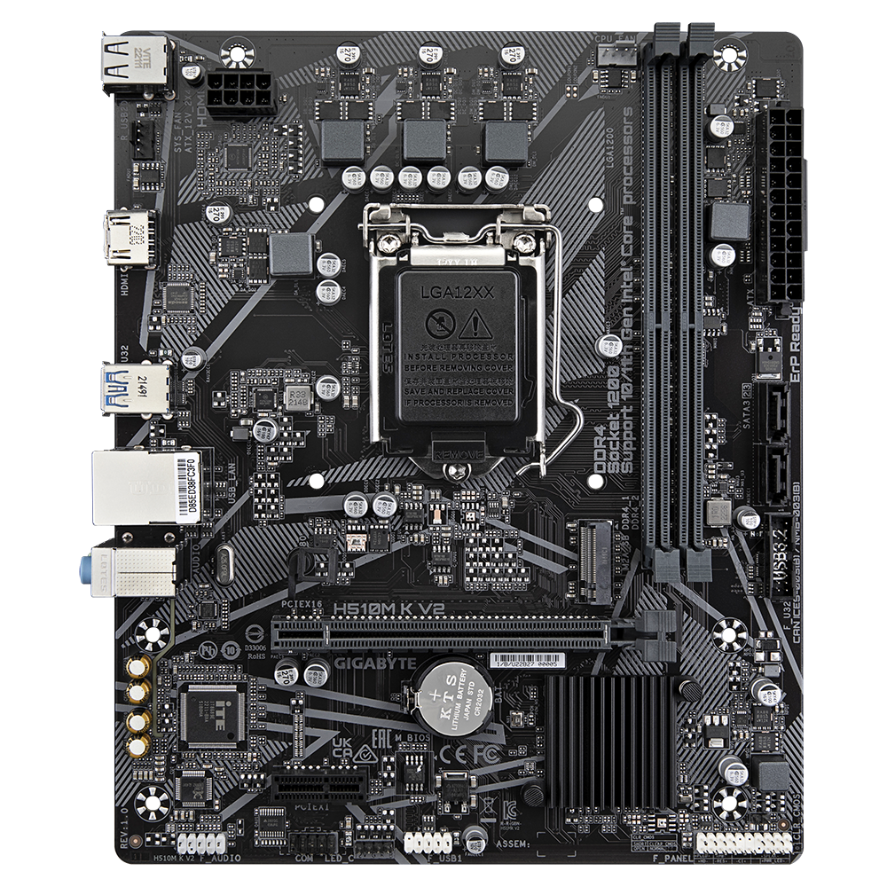 GIGABYTE H510M-K-V2 H470 DDR4 (Vga Yok) GLan mATX HDMI M2 USB3.2 1200Pv2 Anakart