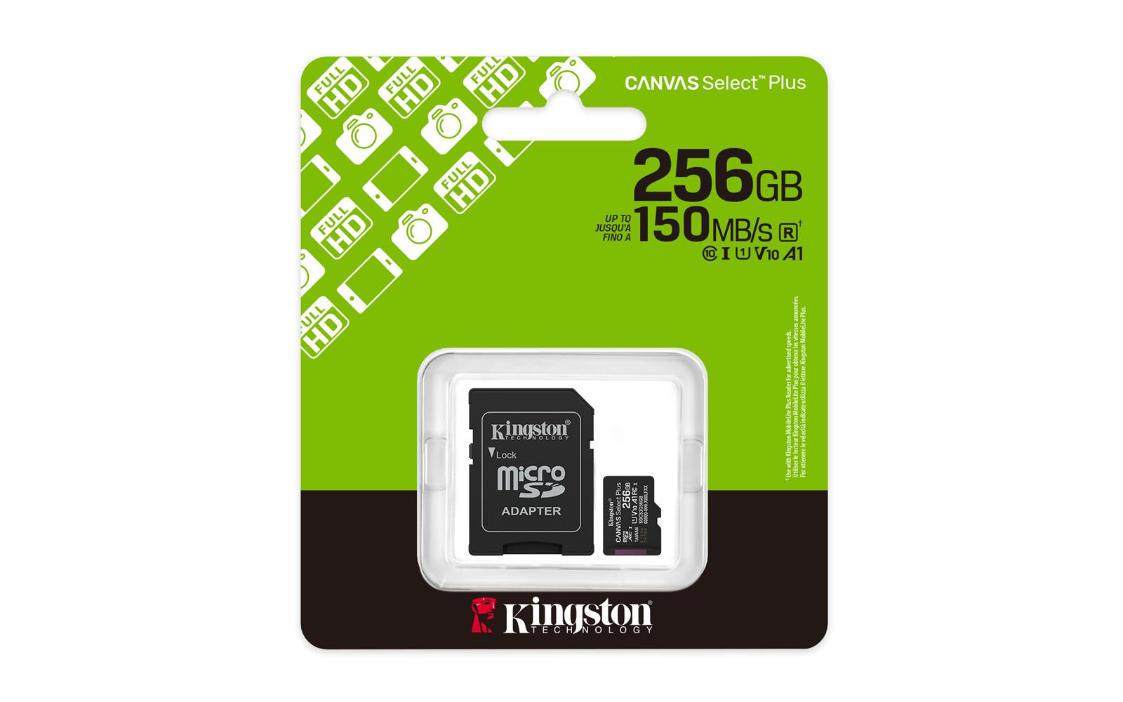KINGSTON SDCS3/256GB Class10 256GB 150MB/s MicroSD Kart Bellek