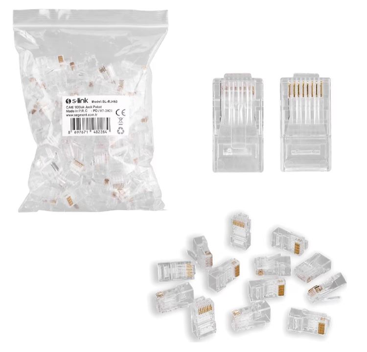 S-LINK SL-RJ460 CAT6 UTP Konnektör 100 lü paket