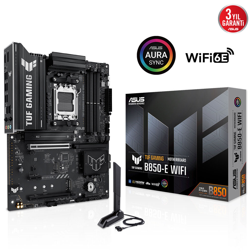 ASUS TUF GAMING B850-E WIFI B850 DDR5 (Vga Yok) GLan 2.5G ATX HD DP TYPE-C M2 WIFI BT AM5 AMD Anakart