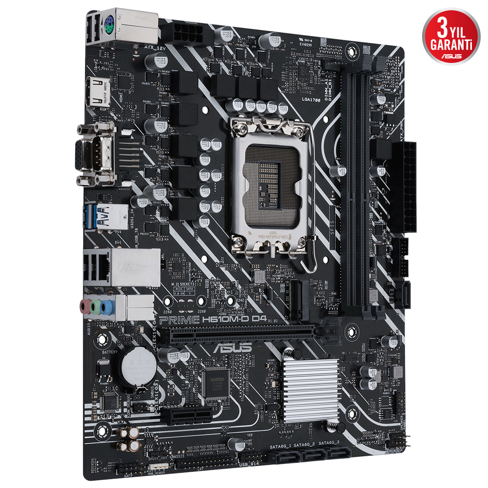 ASUS PRIME H610M-D D4 H610 DDR4 Vga GLan mATX HD DP M2 USB3.2 COM 1700p Anakart