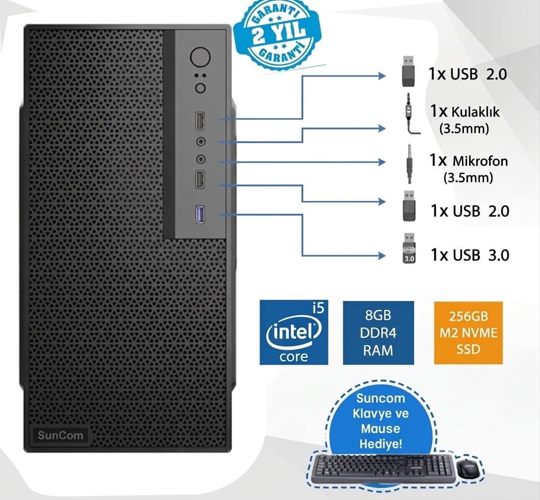 SUNCOM Force SC3-185 i5-6400 8GB 256GB SSD O/B DOS Masaüstü PC