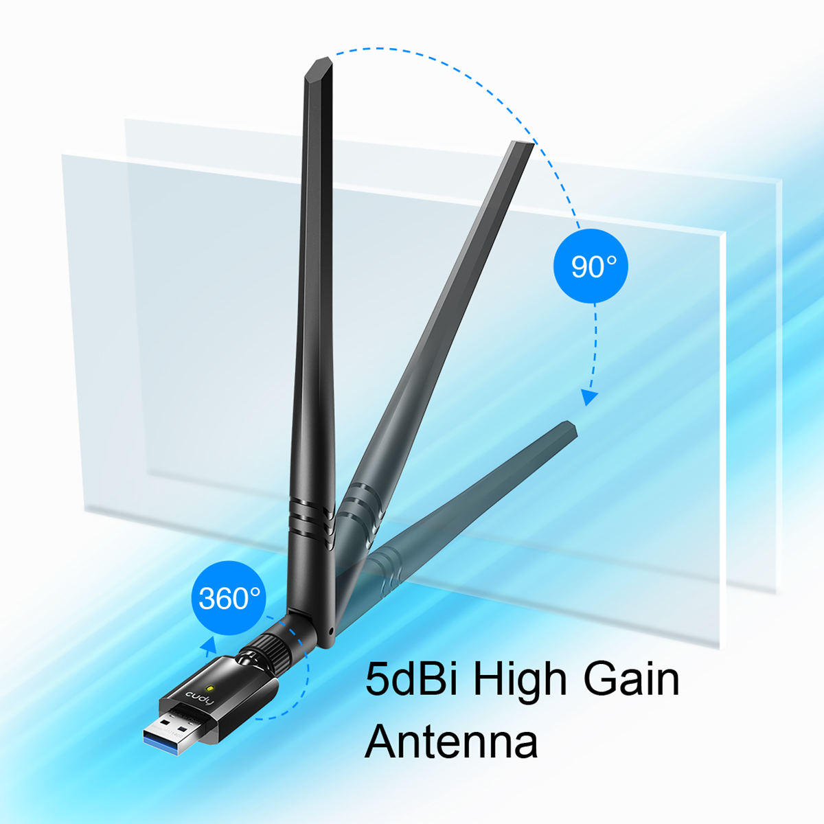 CUDY WU1400 1300Mbps USB 3.0 1 high gain detachable Kablosuz Adaptör