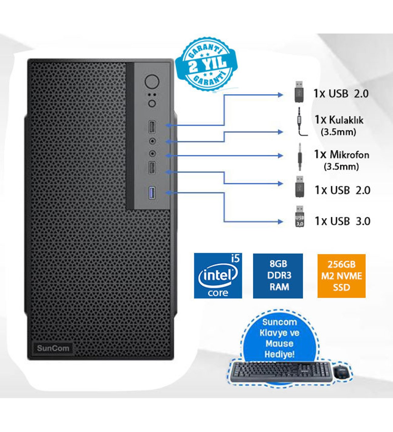 SUNCOM Force SC3-104V2 i5-2400 8GB 256GB SSD O/B DOS Masaüstü PC
