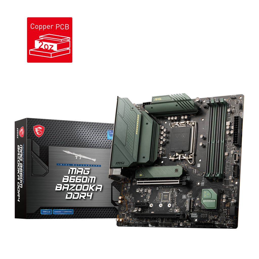 MSI MAG B660M BAZOOKA B660 DDR4 (Vga Yok) GLan 2.5G mATX DP HDMI USB3 M2 1700p Anakart