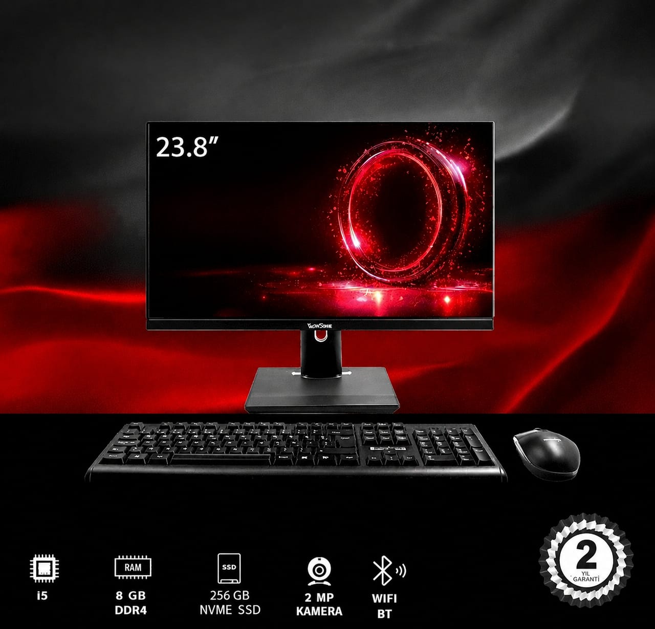 SUNCOM Pro Plus SCA-1112-V2 i5-6500T 8GB 256GB SSD 23.8" Siyah DOS AIO PC Pivot Ayak