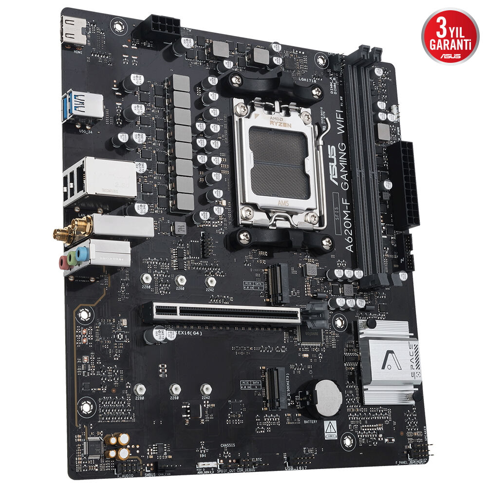 ASUS A620M-F GAMING WIFI A620 DDR5 (Vga Yok) GLan 2.5G ATX HDMI WIFI6 BT AM5 AMD Anakart