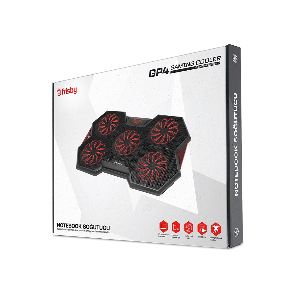 FRISBY FNC-5252B 17" ve Altı 5x Fan 3x Kademe 2xUSB Notebook Soğutucu Stand