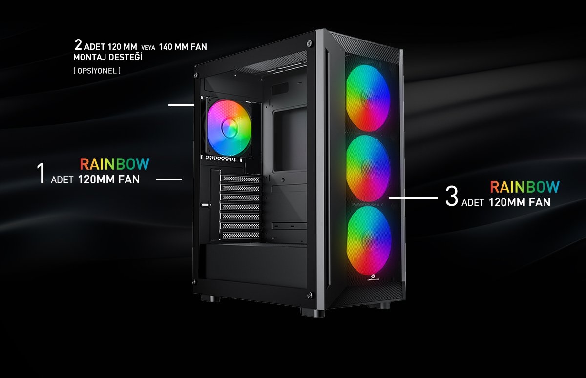 GAMEBOOSTER RAIDER E651B 650W 80+ Siyah Mesh Panel Full Tower E-ATX Kasa