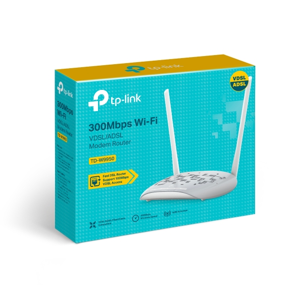 TP-LINK TD-W9950 300Mbps 4 Port Kablosuz ADSL2+/ VDSL2 Modem/ Router 2x5dBi Anten